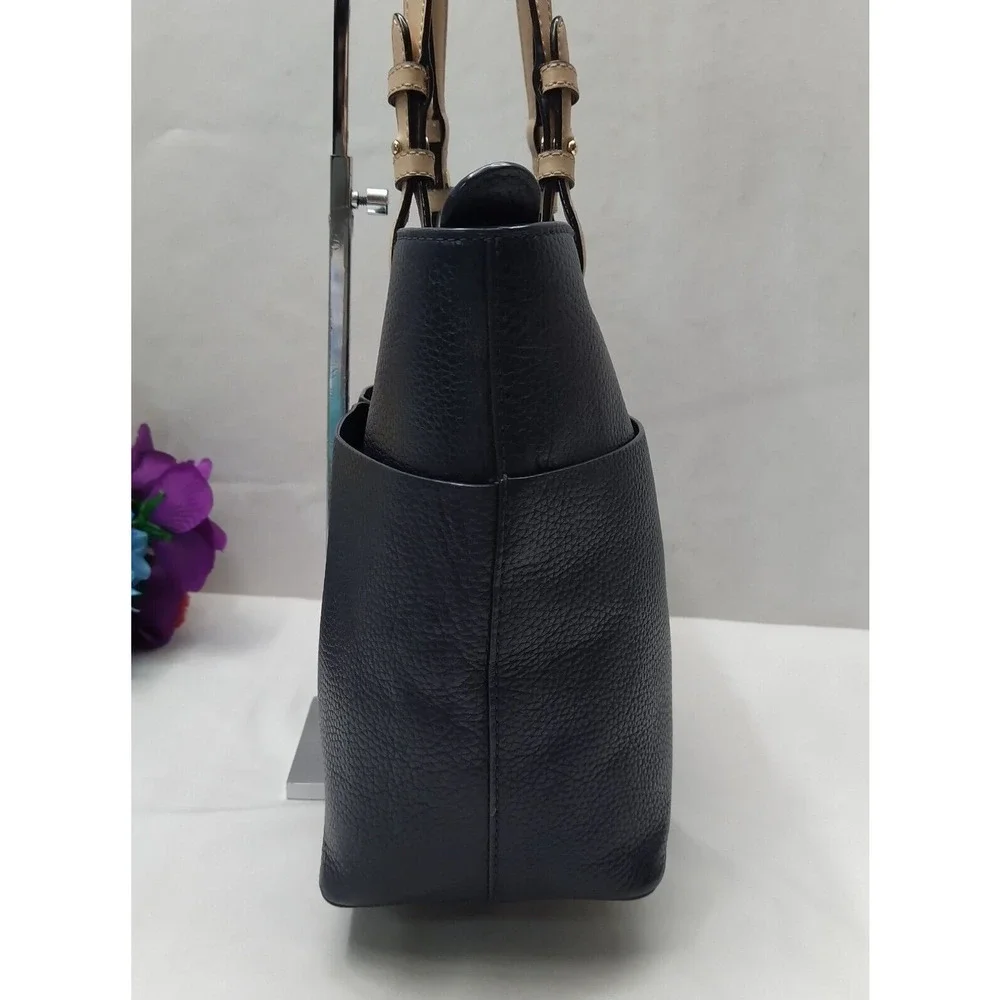 Michael Kors Bedford Midnight Blue Pebbled Leather Pocket Tote Bag - Picture 5 of 16
